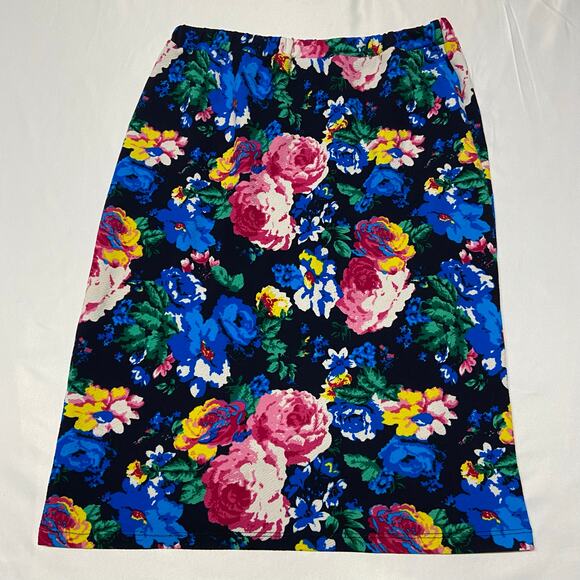 Moa U.S.A. Skirt Floral Stretchy Pencil Straight Elastic Waist See Measurements - Picture 1 of 6